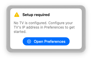 TV Control setup window showing network discovery