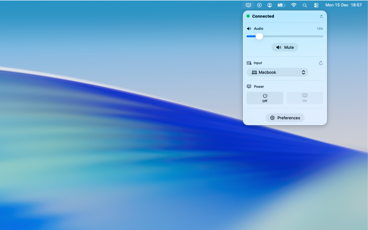TV Control menu bar popover